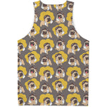 Pilot Pug Pattern Print Men's Tank Top