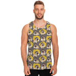 Pilot Pug Pattern Print Men's Tank Top