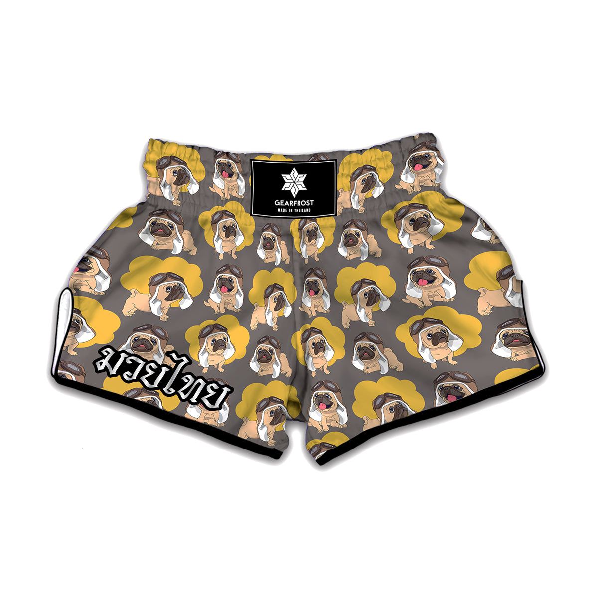 Pilot Pug Pattern Print Muay Thai Boxing Shorts