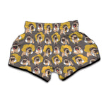 Pilot Pug Pattern Print Muay Thai Boxing Shorts