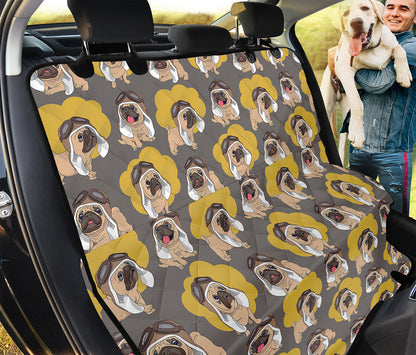 Pilot Pug Pattern Print Pet Car Back Seat Cover