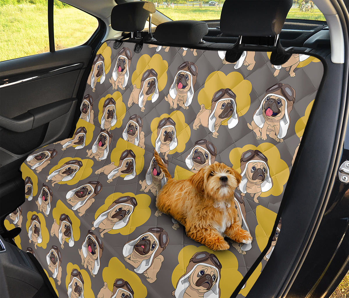 Pilot Pug Pattern Print Pet Car Back Seat Cover