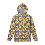 Pilot Pug Pattern Print Pullover Hoodie