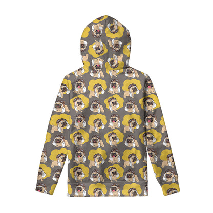 Pilot Pug Pattern Print Pullover Hoodie