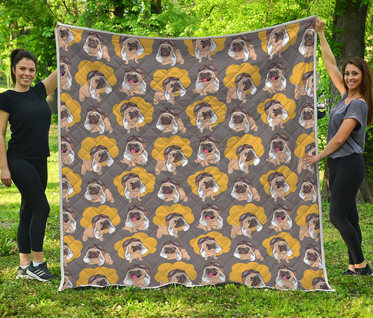 Pilot Pug Pattern Print Quilt