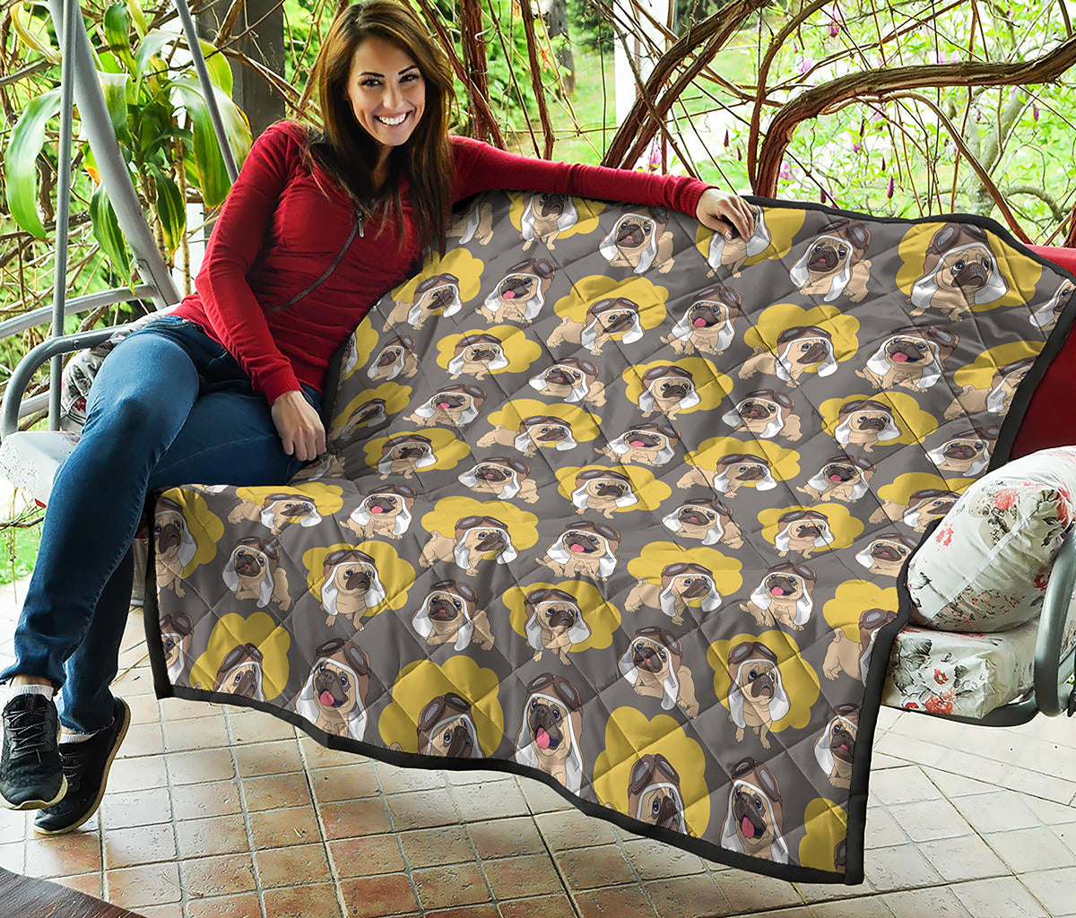 Pilot Pug Pattern Print Quilt