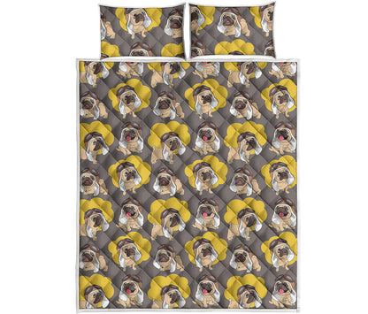 Pilot Pug Pattern Print Quilt Bed Set