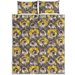 Pilot Pug Pattern Print Quilt Bed Set