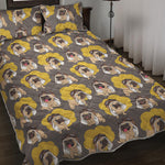 Pilot Pug Pattern Print Quilt Bed Set