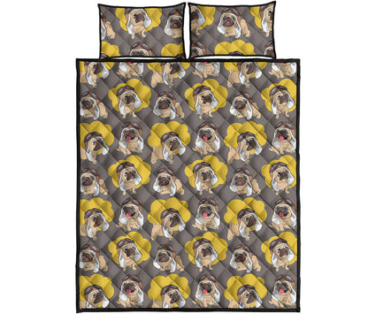 Pilot Pug Pattern Print Quilt Bed Set