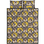 Pilot Pug Pattern Print Quilt Bed Set