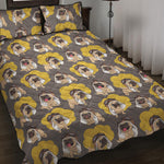 Pilot Pug Pattern Print Quilt Bed Set