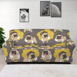 Pilot Pug Pattern Print Sofa Cover