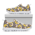 Pilot Pug Pattern Print White Running Shoes