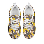 Pilot Pug Pattern Print White Sneakers