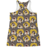 Pilot Pug Pattern Print Women's Racerback Tank Top