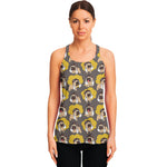 Pilot Pug Pattern Print Women's Racerback Tank Top