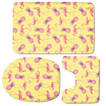 Pineapple And Flamingo Pattern Print 3 Piece Bath Mat Set