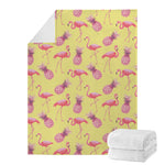 Pineapple And Flamingo Pattern Print Blanket