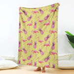 Pineapple And Flamingo Pattern Print Blanket