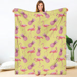 Pineapple And Flamingo Pattern Print Blanket