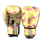 Pineapple And Flamingo Pattern Print Boxing Gloves