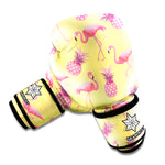 Pineapple And Flamingo Pattern Print Boxing Gloves
