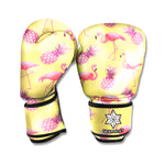 Pineapple And Flamingo Pattern Print Boxing Gloves