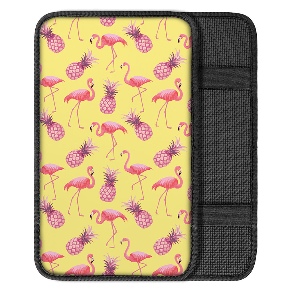 Pineapple And Flamingo Pattern Print Car Center Console Cover