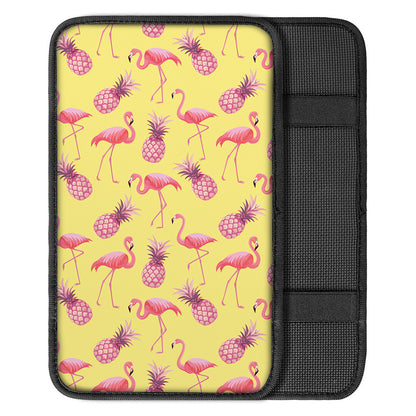 Pineapple And Flamingo Pattern Print Car Center Console Cover