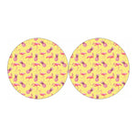 Pineapple And Flamingo Pattern Print Car Coasters