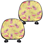 Pineapple And Flamingo Pattern Print Car Headrest Covers
