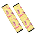 Pineapple And Flamingo Pattern Print Car Seat Belt Covers