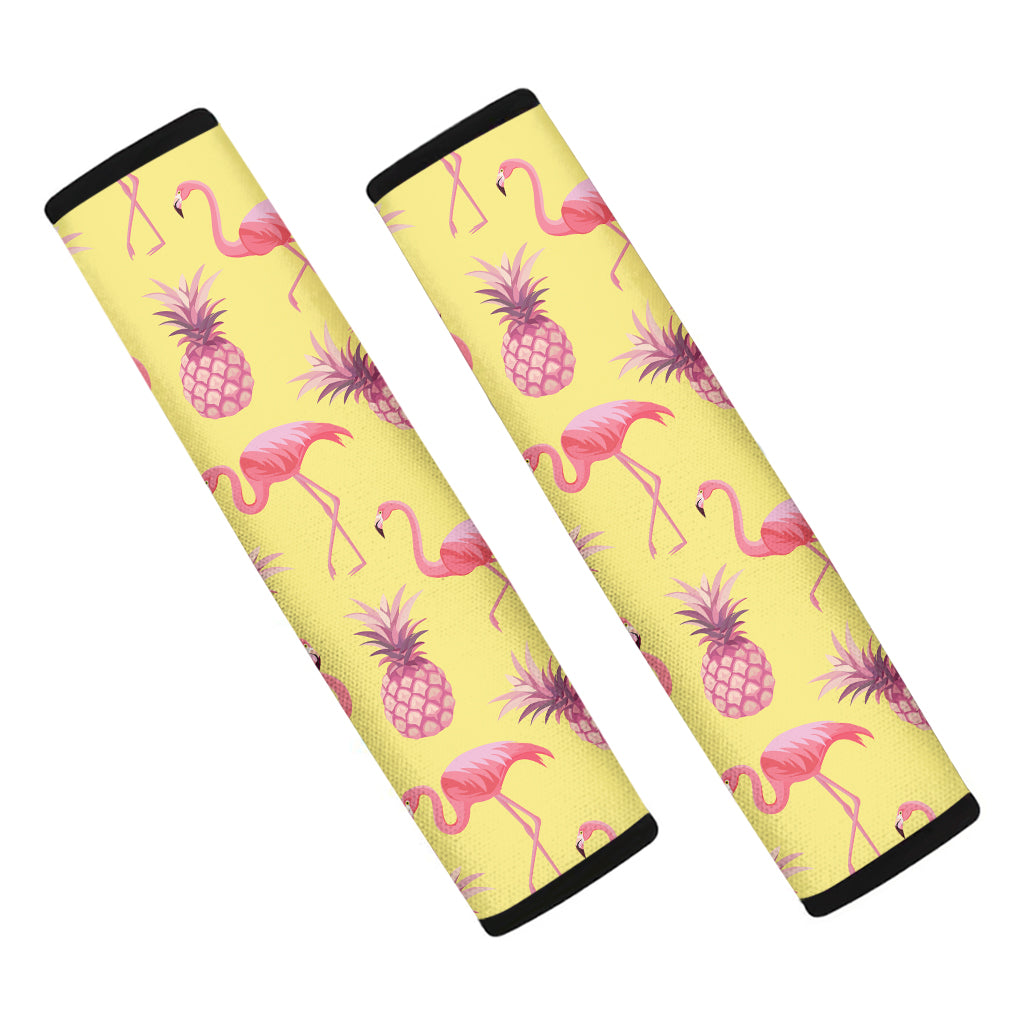 Pineapple And Flamingo Pattern Print Car Seat Belt Covers