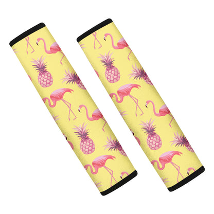 Pineapple And Flamingo Pattern Print Car Seat Belt Covers