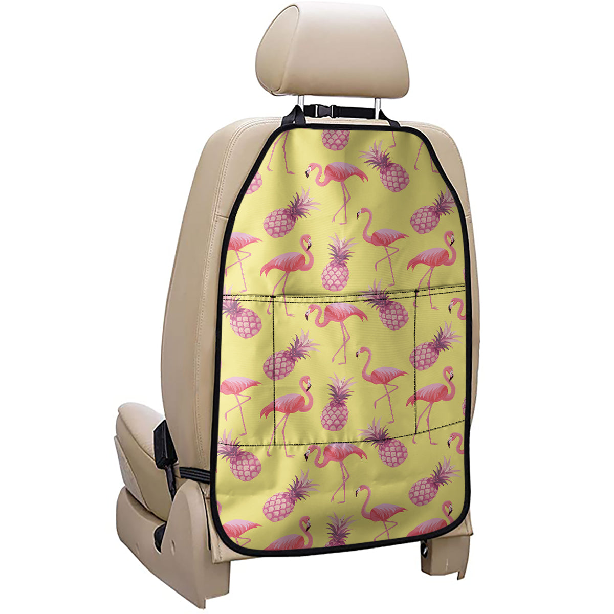Pineapple And Flamingo Pattern Print Car Seat Organizers