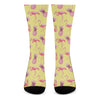 Pineapple And Flamingo Pattern Print Crew Socks