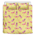 Pineapple And Flamingo Pattern Print Duvet Cover Bedding Set