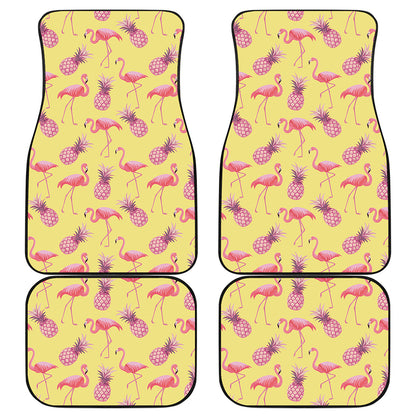 Pineapple And Flamingo Pattern Print Front and Back Car Floor Mats