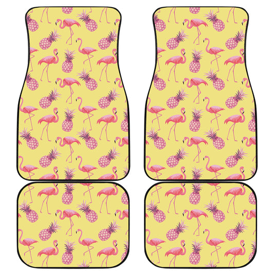 Pineapple And Flamingo Pattern Print Front and Back Car Floor Mats
