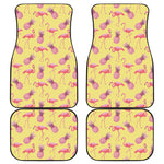 Pineapple And Flamingo Pattern Print Front and Back Car Floor Mats