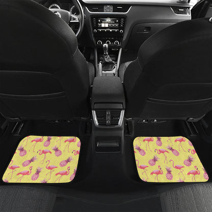 Pineapple And Flamingo Pattern Print Front and Back Car Floor Mats