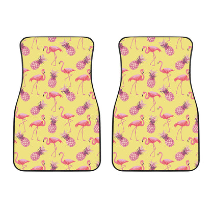 Pineapple And Flamingo Pattern Print Front Car Floor Mats