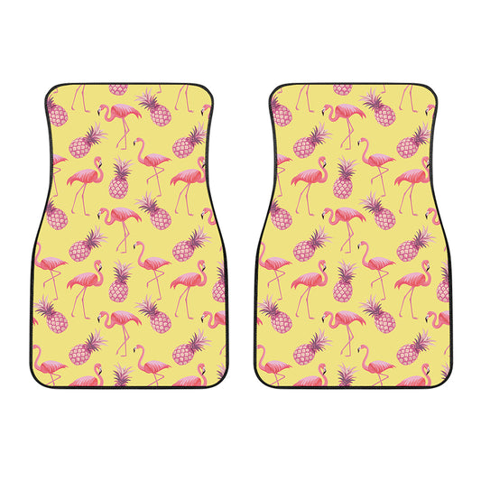 Pineapple And Flamingo Pattern Print Front Car Floor Mats