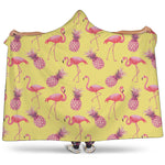 Pineapple And Flamingo Pattern Print Hooded Blanket