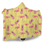Pineapple And Flamingo Pattern Print Hooded Blanket