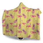 Pineapple And Flamingo Pattern Print Hooded Blanket