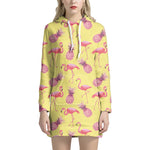Pineapple And Flamingo Pattern Print Hoodie Dress
