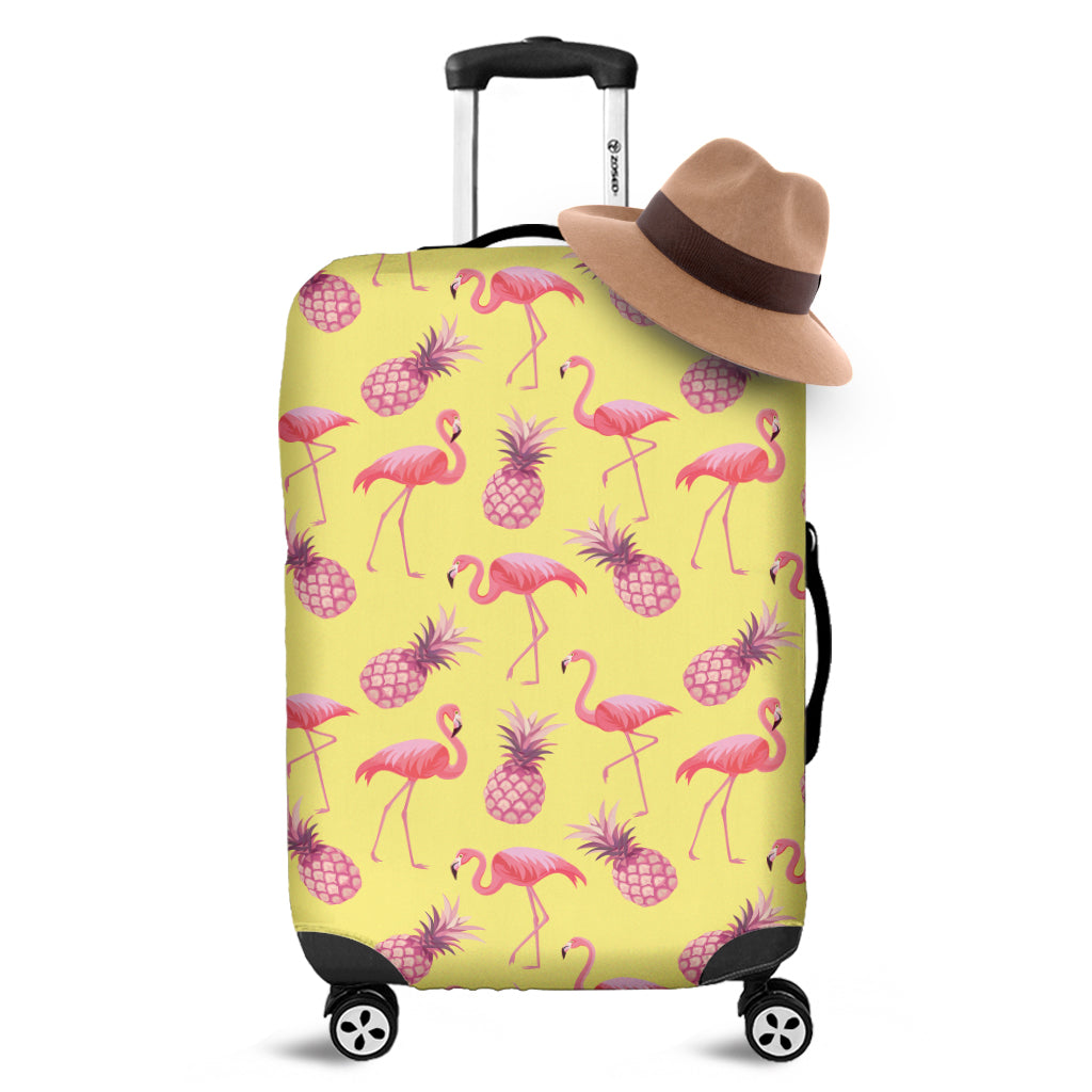 Pineapple And Flamingo Pattern Print Luggage Cover