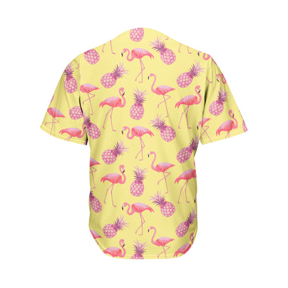 Pineapple And Flamingo Pattern Print Men's Baseball Jersey
